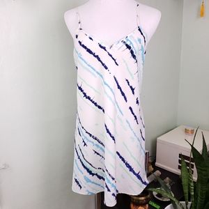 SOLD • Natori 80s 90s Abstract Watercolor Stripe Slip Med